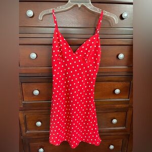 princess polly red and white polka dot dress